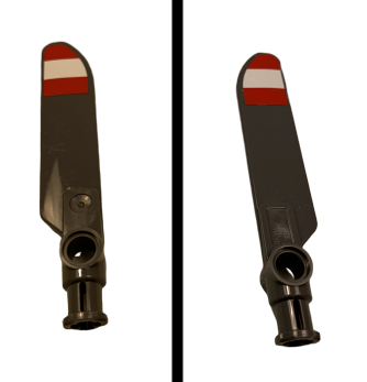 Lego Technic Rotor Blade Small with Axle and Pin Connector End with Red and White Stripes Pattern on Both Sides (Stickers) - Set 9396