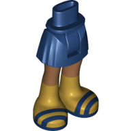 Lego Minidoll Hips and Short Skirt with Medium Nougat Legs and with Gold Boots with Dark Blue Straps Print / Dark Blue