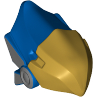 Lego Helmet with High Point at Back, Gold Beak Visor, Silver Ears pattern / Blue