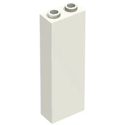 Brick 1 x 2 x 5 with Blocked Open Studs and Bottom Stud Holder with Asymmetric Ridges / White