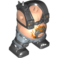 Lego Body Giant, Road Hog Black Vest, Sand Blue Legs / Light Nougat