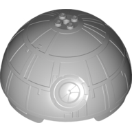 Lego Dome Hemisphere 11 x 11 with 2 x 2 Studs on Top, Death Star Half with Superlaser / Light Bluish Gray