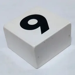 Duplo Tile 2 x 2 x 1 with '9' Print / White