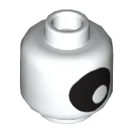 Minifig Head Mixel Eye, Large Black Eye with Pupil Print [Hollow Stud] / White