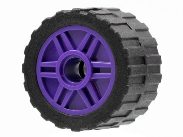 Lego Wheel 18mm D. x 14mm with Pin Hole, Fake Bolts and Shallow Spokes with Black Tire 24 x 14 Shallow Tread, Band Around Center of Tread (55981 / 89201)