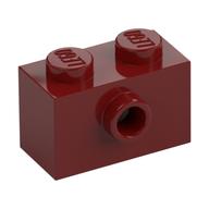Lego Brick Special 1 x 2 with 1 Center Stud on 1 Side, Bottom Stud Holder / Dark Red