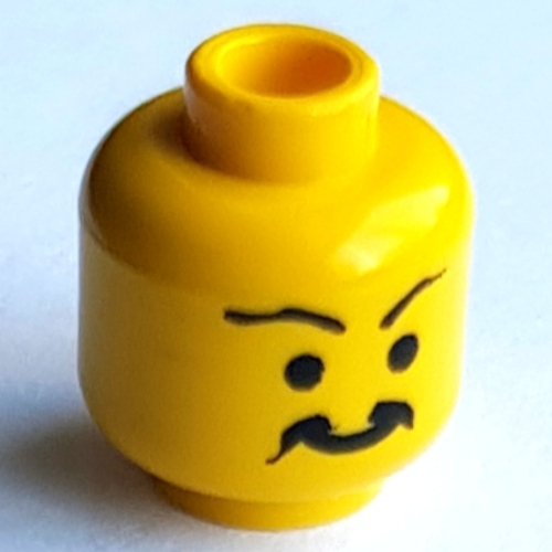 Lego Minifig Head Imperial Armada, Moustache Curly and Split, Long Wavy Eyebrows Print [Blocked Open Stud] / Yellow