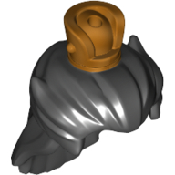 Lego Hair and Crown, Gold, Long Swept Back Hair / Black