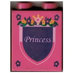Duplo Brick 1 x 2 x 2 with 'Princess' / 'LEGOLAND California 2009' Print / Dark Pink