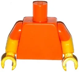 Torso Plain / Yellow Arms with Molded Orange Short Sleeves Pattern / Yellow Hands