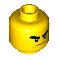 Minifig Head Cole, Bushy Eyebrows, Smile / Angry Print / Yellow