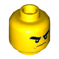 Lego Minifig Head Cole, Bushy Eyebrows, Smile / Angry Print / Yellow