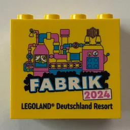 Brick 2 x 4 x 3 with 'LEGOLAND Deutschland Resort FABRIK 2024' Print / Yellow