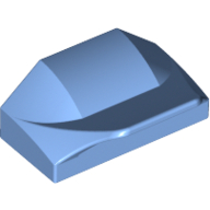 Lego Brick Wedged, Curved 1 x 2 x 2/3 No Studs, Wing End / Medium Blue