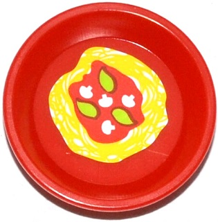 Lego Friends Accessories Dish, Round with Pasta, Sauce, Mushrooms and Leaves Pattern (Sticker) - Set 41034