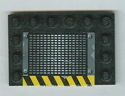 Tile, Modified 4 x 6 with Studs on Edges with Grille and Black and Yellow Danger Stripes Pattern Side A (Sticker) - Set 6208
