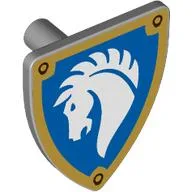 Shield Triangular with White Horse on Blue Field, Gold Border Print