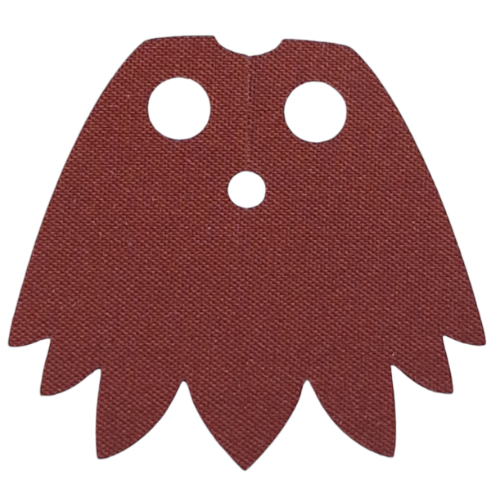 Lego Neckwear Cape, 7 Points Feathered, 2 Holes with Dark Green Back print / Reddish Brown