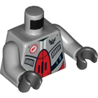 Torso Robot with Red and Black Plates, Galaxy Squad Logo / Radiator on Back Print, Light Bluish Gray Arms, Black Hands / Light Bluish Gray