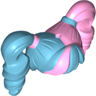 Lego Hair Pigtails High Bouncy and Hole on Top with Bright Pink Left Side Print / Medium Azure