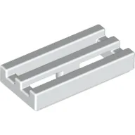 Tile Special 1 x 2 Grille with Bottom Groove / White
