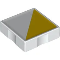 Duplo Tile 2 x 2 with Shape Yellow Right Triangle Print / White