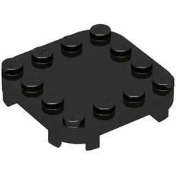 Plate Round Corners 4 x 4 x 2/3 Circle with Reduced Knobs / Black