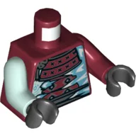 Torso, Odd Arms, Armor, White and Blue Icicles Print, Left Dark Red Arm, Right Light Aqua Arm, Black Hands / Dark Red