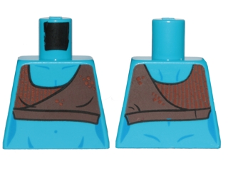 Lego Torso Female SW Wrap Halter Top with Dotted Lines, Bare Skin, Thin Muscle Lines, Belly Button Pattern (Aayla Secura)