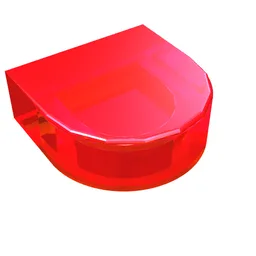 Tile Round 1 x 1 Half Circle / Trans-Red