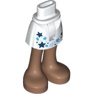 Lego Minidoll Hips and Short Skirt with Medium Brown Legs, Dark Blue/Dark Azure/Bright Light Blue Stars print / White