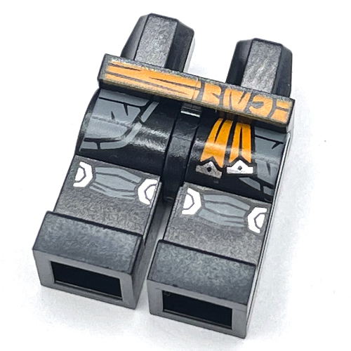 Lego Hips and Black Legs with Orange Belt, Light Bluish Grey Robe and Knee Pads print / Black
