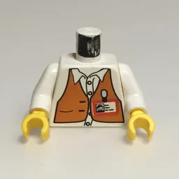 Torso, Brown Vest, ID / Clapboard on Back Print (Director), White Arms, Yellow Hands / White