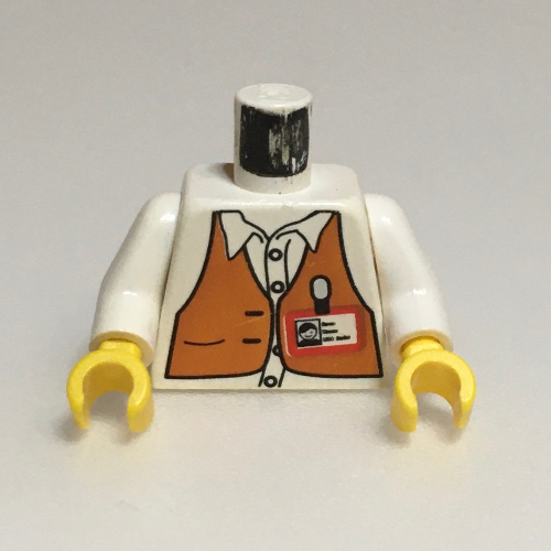 Lego Torso Brown Vest, ID / Clapboard on Back Print (Director), White Arms, Yellow Hands / White