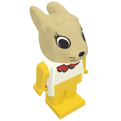 Lego Fabuland Figure Bunny 4 - Red Collar Print / White