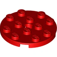 Plate Round 4 x 4 with Pin Hole / Red