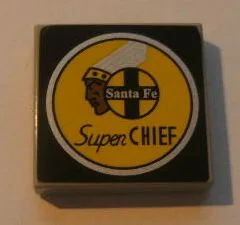 Tile 2 x 2 with Santa Fe Super Chief Logo Pattern (Sticker) - Set 10022/10025
