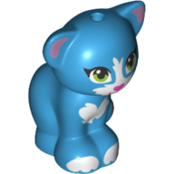 Lego Animal, Cat, Sitting with Lime Eyes, Magenta Nose, and White Markings Print / [No Color/Any Color]