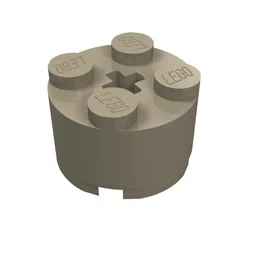 Brick Round 2 x 2 with Axle Hole / Dark Tan