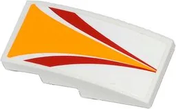 Slope, Curved 4 x 2 with Red and Bright Light Orange Stripes Pattern (Sticker) - Set 60019
