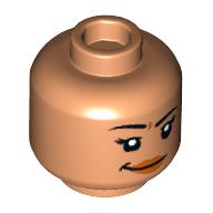 Lego Minifig Head Sammy, Eyelashes, Dark Orange Lips, Open Mouth Smile / Closed Mouth Smirk Print / Nougat