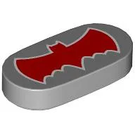 Tile Round 1 x 2 with Red Batman Logo Print