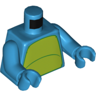 Lego Torso Lime Stomach Print, Dark Azure Arms and Hands / Dark Azure