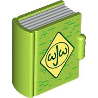 Lego Duplo Book, Bright Light Yellow Diamond, Dark Green 'JWJ' print / Lime