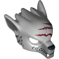 Lego Mask Wolf with Fangs, Stubble and Three Dark Red Gashes Print / Light Bluish Gray