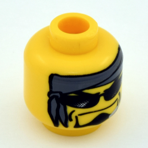 Lego Minifig Head Diamond, Glasses with Headset, Bandana Print [Blocked Open Stud] / Yellow