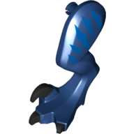 Lego Animal Body Part, Dinosaur, Raptor Leg, Left, with Pin, Black Claws, Blue Stripes / Dark Blue