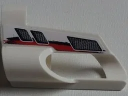 Technic, Panel Fairing # 6 Small Short, Large Hole, Side B with Vents, Red and Black Stripes Pattern (Sticker) - Set 8262