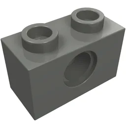 Technic Brick 1 x 2 [1 Pin Hole] / Dark Bluish Gray