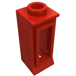 Window 1 x 1 x 2, Short Lip [no Glass] / Red